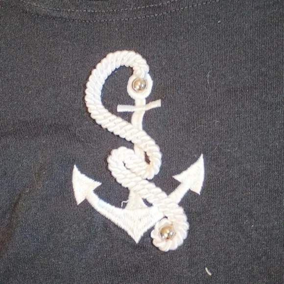 La Blanca Beachwear Mini Black Anchor Coastal Baby Doll Dress A26 - Picture 2 of 6